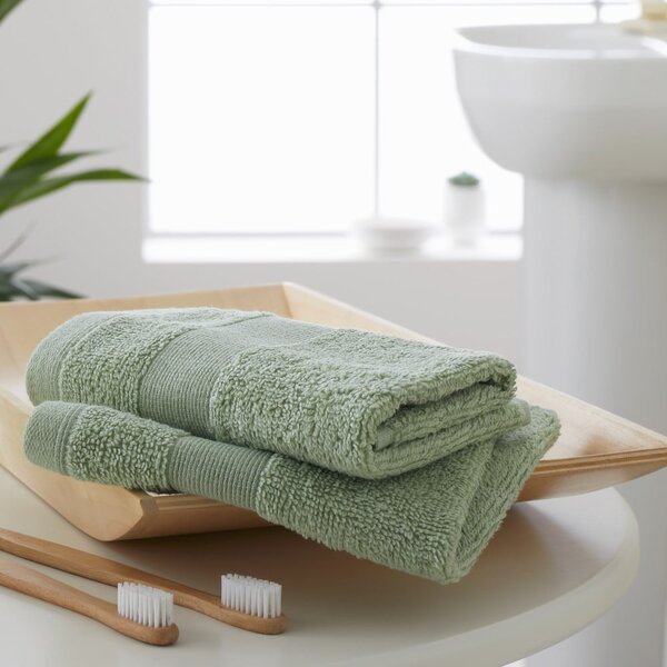Set di asciugamani tipo terry verdi in cotone 2 pz 30x30 cm Anti-Bacterial – Catherine Lansfield