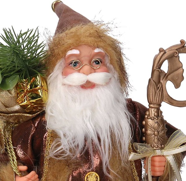 Babbo natale in tessuto oro e marrone cm xh30