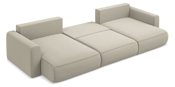 Divano angolare beige allungabile/con contenitore (a U) con rivestimento in velluto Kapua – Makamii
