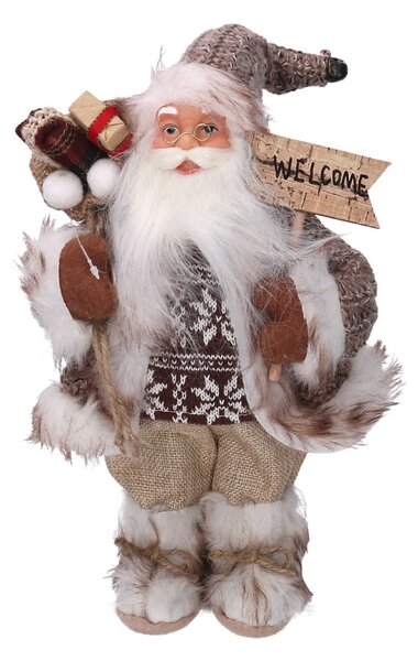 Babbo natale in tessuto marrone cm xh45