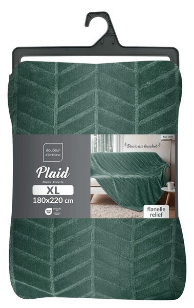 Copriletto verde in microflanella 180x220 cm Arya – douceur d'intérieur