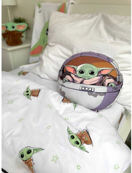 Cuscino per bambini in micropile ø 40 cm Star Wars "Mandalorian 02" – Jerry Fabrics