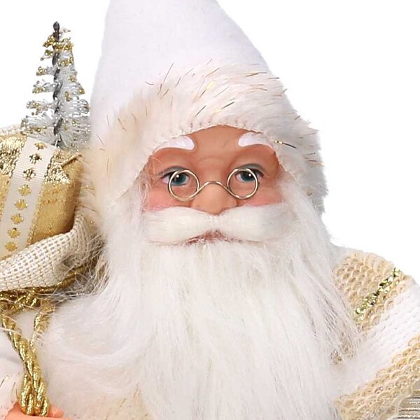Babbo natale in tessuto bianco e oro cm xh30