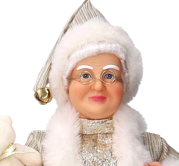 Babbo natale in tessuto signora oro cm xh45