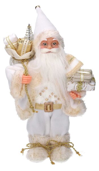 Babbo natale in tessuto bianco e oro cm xh30