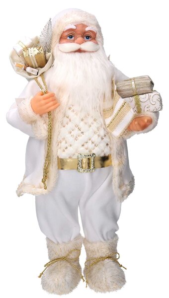 Babbo natale in tessuto bianco e oro cm xh60