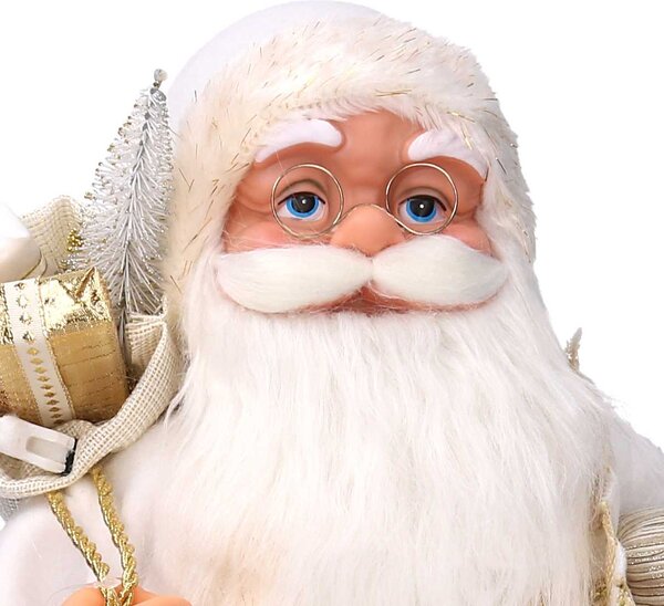 Babbo natale in tessuto bianco e oro cm xh60