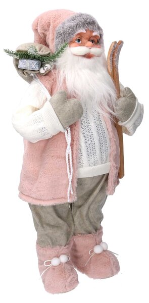 Babbo natale in tessuto rosa cm xh60