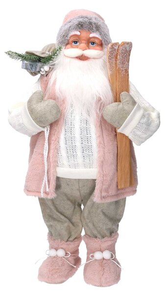 Babbo natale in tessuto rosa cm xh60