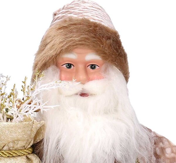 Babbo natale in tessuto con lanterna oro cm xh45