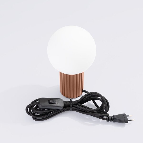 Lampada da tavolo marrone chiaro con paralume in vetro (altezza totale 19 cm) Orbital – Sollux