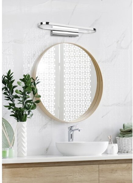 Lampada da parete a LED in argento lucido (lunghezza 40 cm) Gianni - Trio
