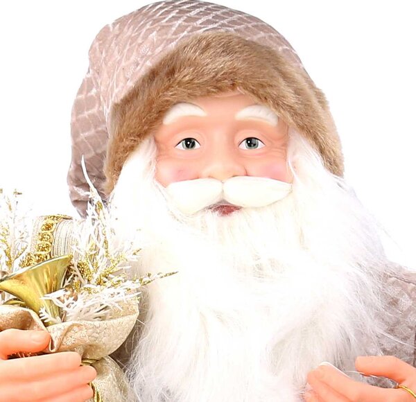 Babbo natale in tessuto con lanterna oro cm xh80