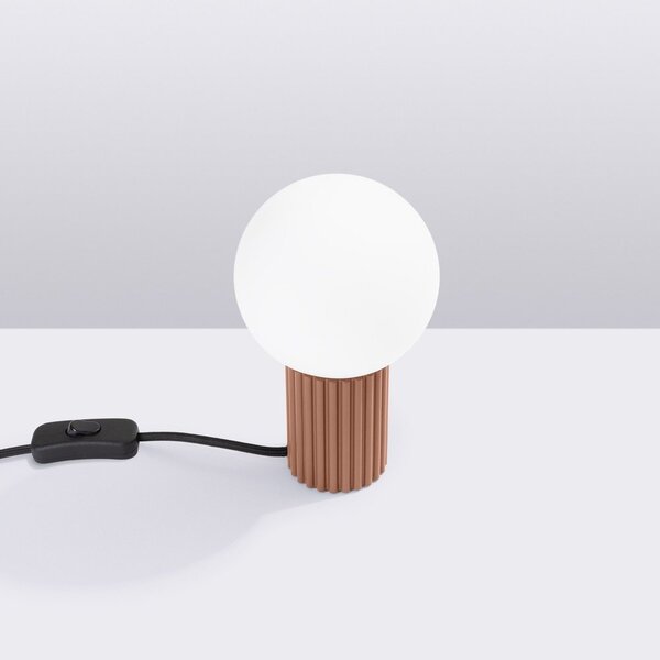 Lampada da tavolo marrone chiaro con paralume in vetro (altezza totale 19 cm) Orbital – Sollux