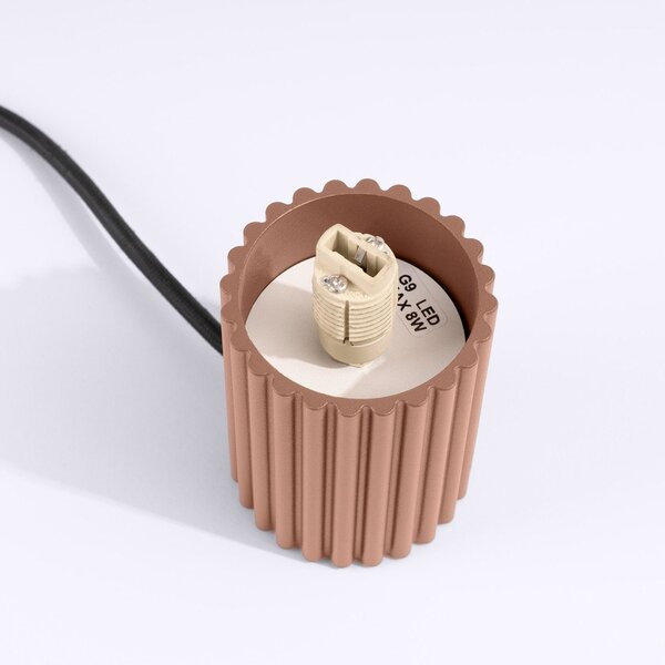 Lampada da tavolo marrone chiaro con paralume in vetro (altezza totale 19 cm) Orbital – Sollux