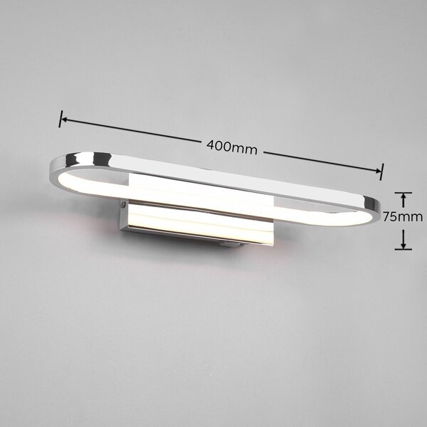 Lampada da parete a LED in argento lucido (lunghezza 40 cm) Gianni - Trio