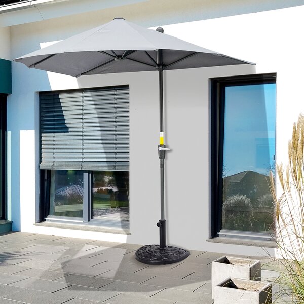 Outsunny Base per Ombrellone a Mezzaluna da Ø3.8 e Ø4.8 mm in Resina con Manovella, 50x31x32 cm, Nero