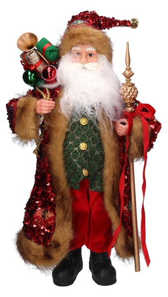 Babbo natale in tessuto paillettes rosso cm xh45