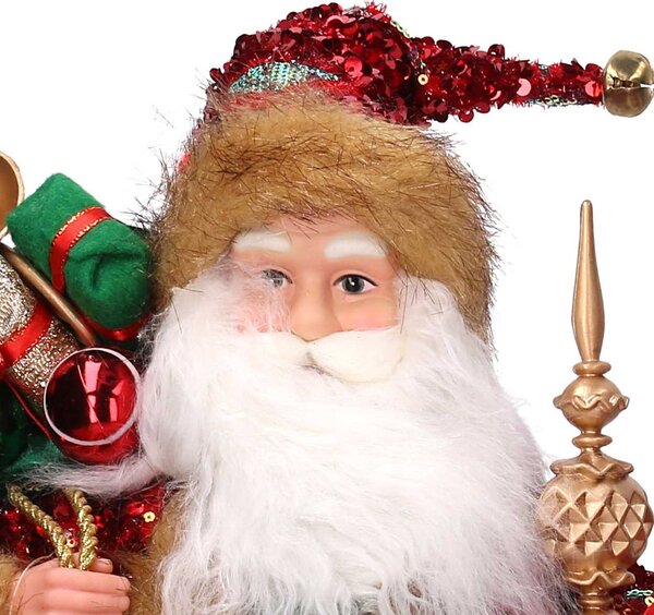 Babbo natale in tessuto paillettes rosso cm xh45