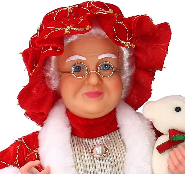 Babbo natale in tessuto signora rosso e oro cm xh45