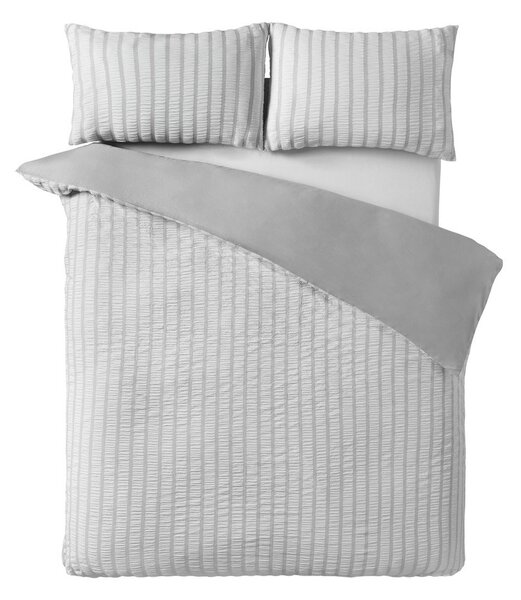 Set copripiumino e federa grigio per letto singolo 135x200 cm So Soft Seersucker Stripe – Catherine Lansfield