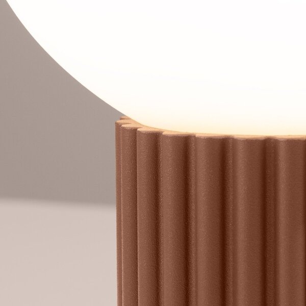 Lampada da tavolo marrone chiaro con paralume in vetro (altezza totale 19 cm) Orbital – Sollux