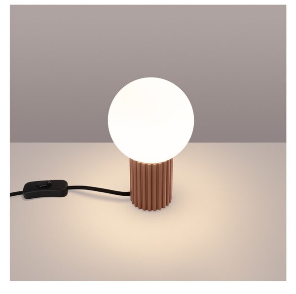 Lampada da tavolo marrone chiaro con paralume in vetro (altezza totale 19 cm) Orbital – Sollux