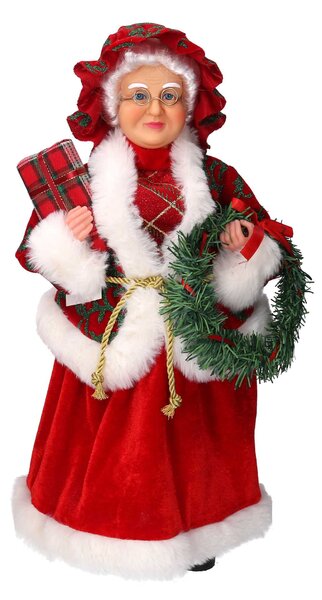 Babbo natale in tessuto signora damascato rosso cm 0xh45