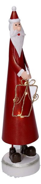 Babbo natale in metallo rosso con led cm 7,5x7,5xh31,5