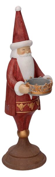 Babbo natale in resina portacandele rosso cm 11x15xh37,5