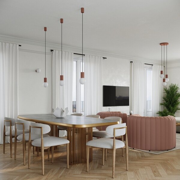 Lampadario marrone chiaro con paralume in vetro ø 12 cm Orbital – Sollux