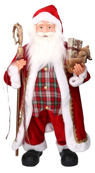 Babbo natale in tessuto rosso con bastone cm xh80