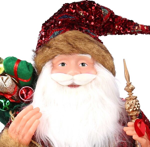 Babbo natale in tessuto paillettes rosso cm xh80