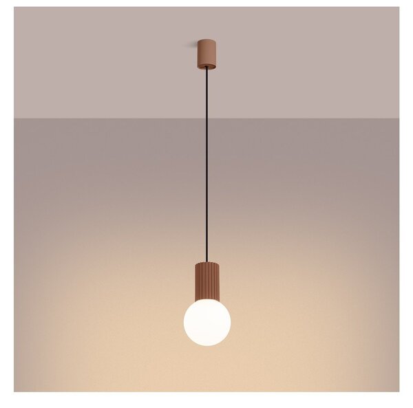 Lampadario marrone chiaro con paralume in vetro ø 12 cm Orbital – Sollux