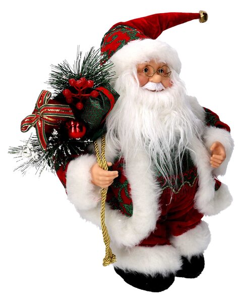 Babbo natale in tessuto bordeaux con musica e movimento cm xh35,5