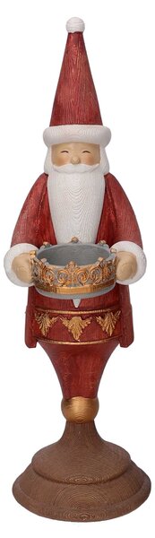Babbo natale in resina portacandele rosso cm 11x15xh37,5