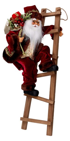 Babbo natale in tessuto bordeaux su scala cm xh45