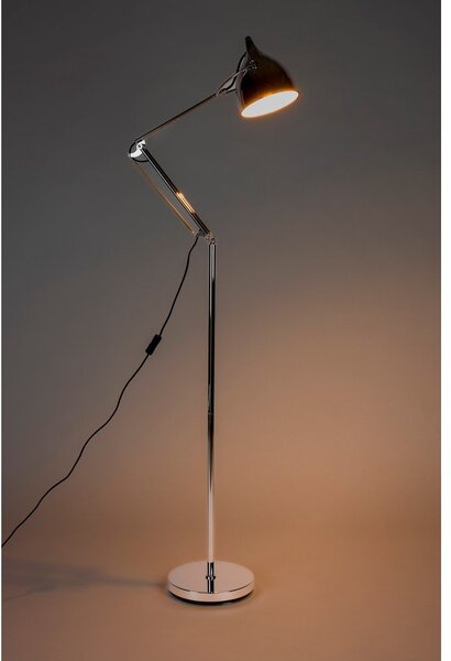 Lampada da terra argentata con paralume in metallo con struttura flessibile (altezza totale 137 cm) Reader – Zuiver