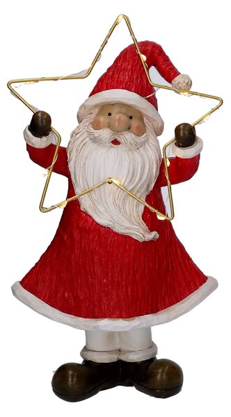 Babbo natale in resina rosso con stella led cm 16x10xh28