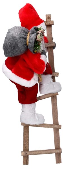 Babbo natale in tessuto rosso su scala cm xh45
