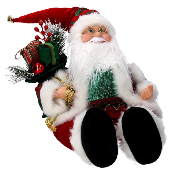 Babbo natale in tessuto bordeaux seduto con musica e movimento cm xh35,5