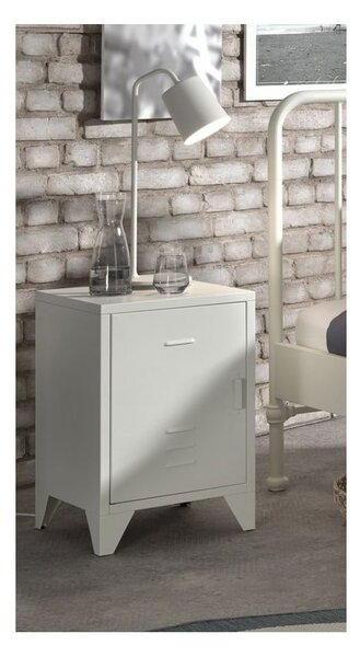Comodino in metallo bianco Bronxx - Vipack