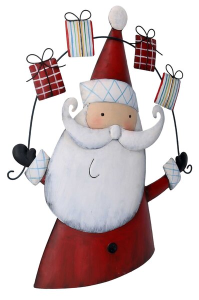 Babbo natale in metallo con regali rosso cm 38,7x10,8xh47,6