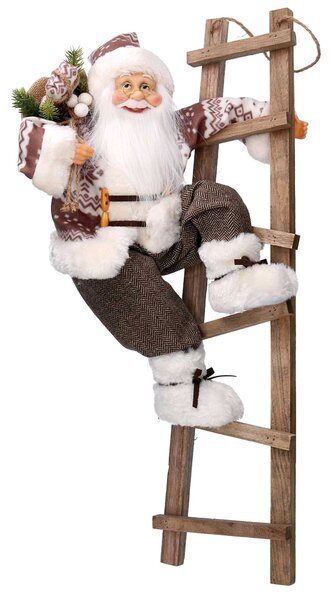 Babbo natale in tessuto bianco su scala cm xh45