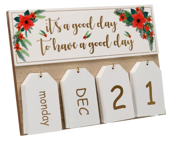 Calendario legno bianco rettangolare cm 25x18x2,5