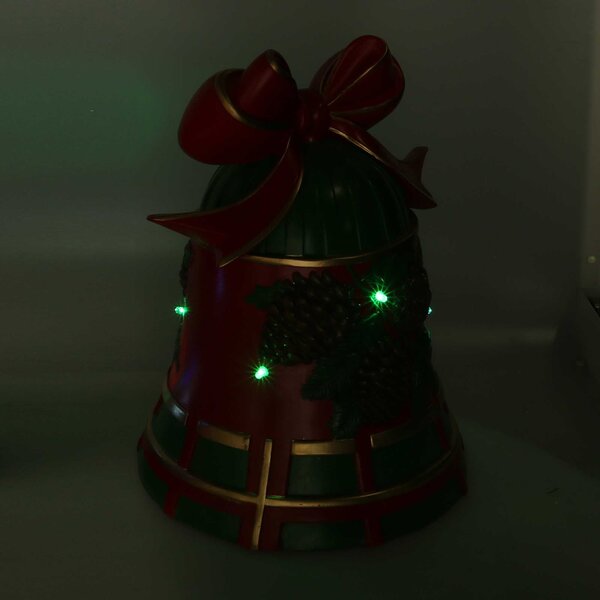 Campana resina pigne rosso e verde con led cm 25x24xh33