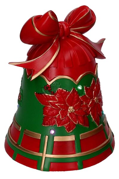 Campana resina fiori verde e rosso con led cm 20x19xh25