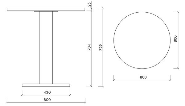 Tavolo da pranzo rotondo con piano effetto rovere ø 80 cm Sool – noo.ma