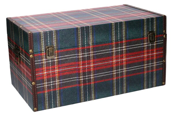 Set 3 Bauli in similpelle design scozzese rettangolare