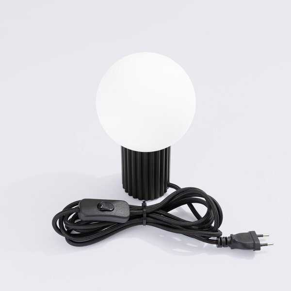 Lampada da tavolo nera con paralume in vetro (altezza totale 19 cm) Orbital – Sollux